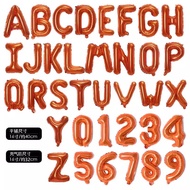5PCS 16 inch  orange letter number (A-Z) (0-9) aluminum film balloon