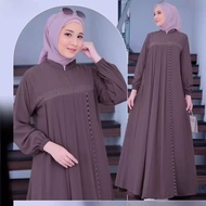 Aurora Dress Kondangan Cringkel Airflow Aplikasi Swarosky Mewah Elegant Ukuran MLXL DAN XXL