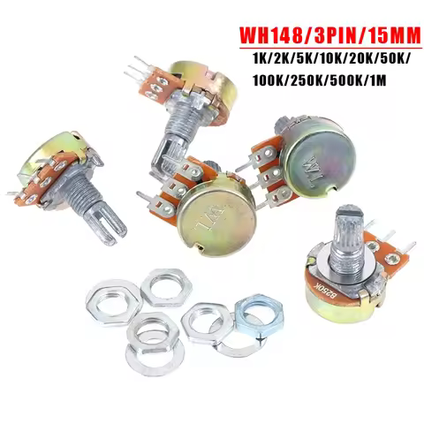 5PCS/LOT WH148 3Pin15mm 1K 2K 5K 10K 20K 50K 100K 250K 500K 1M Ohm Linear Taper Rotary Potentiometer