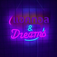 ค็อกเทลและ Dreams ป้ายนีออนสําหรับตกแต่งLED Neon Light ป้ายสําหรับห้องนอน Home Beer Bar Bistro Art D