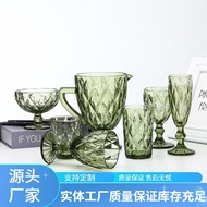 Diamond Embossed Glass Red Wine Glass Mouth Glass Color Goblet Pot 7-Piece Set Champagne Glass Light