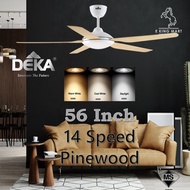 Deka DC Ceiling Fan 56" Led Light DDC-31L 3 Tone Color 14 Speed DDC-31 Inverter DC Motor Pinewood Wh