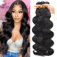 [2023ใหม่] มัดผมปลอมผมลอนคลื่นแบบมัด100% เส้นผมมนุษย์สีดำธรรมชาติ1/3/4ชิ้นผมแท้ขนาด28 30นิ้วที่ยืดผม