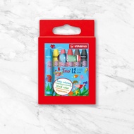 【stabilo】三角筆身油性粉蠟筆12色紙盒(原廠正貨)