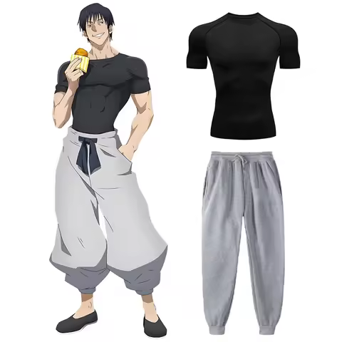 Anime Jujutsu Kaisen Toji Compression Shirt Set Casual Performance Set Men's Athletic Workout Quick 
