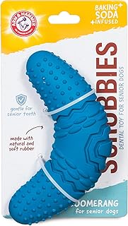 Arm & Hammer for Pets Scrubbies Boomerang Chew Toy for Senior Dogs Infused with Baking Soda - Durabl