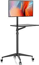Viozon Mobile Desk,Mobile Workstation,Mulitiuse Rolling Laptop Floor Stand,34"-48.6" Height Adjustable,Compatible with 17"-27" Monitor&amp;12"-17" Laptop,21"×14" Desk,Maxload 17.6lbs,4 Lockable Wheels B