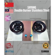 SAYANG GAS STOVE DOUBLE 8 BURNER BUILD-IN ELECTRIC WITH GAS STOVE STAINLESS STEEL HOB