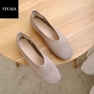 ❤ 2021 VIVAIA Mesh Ballet Flats Knitting Single Shoes For Women Square Head Shallow Mouth Breatheabl