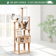 空间仓库豪华猫爬架 Wooden cat tree Tower 通用环保猫抓痒大型垃圾猫Premium pine wood Cat Tree House Cat Condo Bed Scratcher