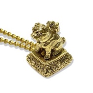Vintage Pinchbeck Pug Dog Wax Seal/Brass Handle Stamp Letter Fob Pendant + Chain