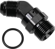 Podavelle 8AN Male Flare to 10AN -10 ORB O-ring Boss 45 Degree Swivel Fitting Adapter Aluminum Black