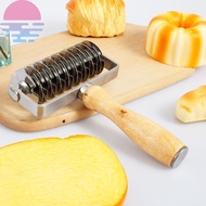 Pastry Lattice Roller Cutter Sturdy Stainless Steel Dough Lattice Cutter with Wood Handle Profession