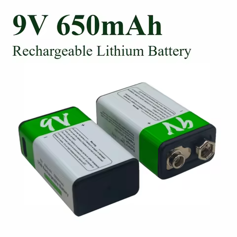 9V 650mAh USB Rechargeable Li-Ion Battery 1.5h Rapid Recharge with Type-C Charging for Remote Contro