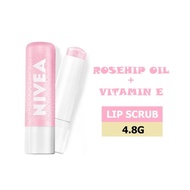 NIVEA Rosehip Oil + Vitamin E Caring Lip Scrub 4.8G - Super Soft Lips Exfoliates Moisturises