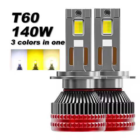 T60 3 Colors in One White Warm Yellow H7 H11 H8 H4 H1 H3 9005 9006 HB3 HB4 9012 HIR2 LED Car Headlig