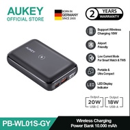 AUKEY Wireless Powerbank 10000mah PB-WL01S-GY USB C 20W PD 3.0 Slim