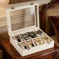 8-Slot Watch Box, Velvet Watch Case With Glass Cover, Unisex Watch Storage Box, Lockable Watch Displ