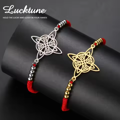 Lucktune Vintage Witch Knot Pendant Bracelets for Women nudo de bruja Stainless Steel Witchcraft Amu