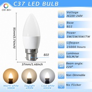 10PCS/LOT LED Candle Light Mini Bulb C37 G45 AC220V E14 E27 B22 Head Light Flicker-free 3W-7W Suitab