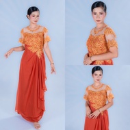 Mother Gown / Sponsor Gown Rust Orange Evening Gown