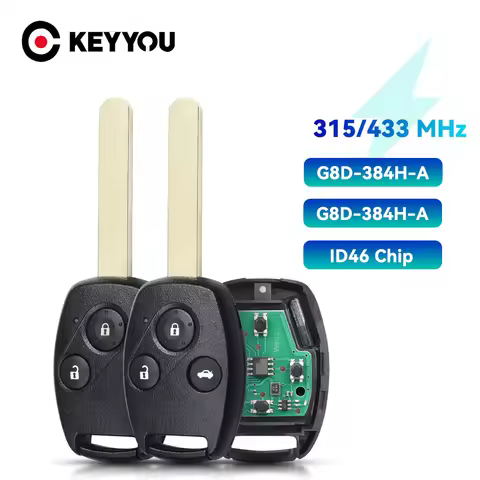 KEYYOU 315/433MHz ID48 Chip 2/3 Buttons Remote Car Key For Honda Accord CRV Odyssey Jazz G8D-382H-A 