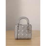 DlOR Dior Dior's Dior's Dior's Bag Silver Buckle Rattan Checkered Detachable Chain Three-Grid Lambsk