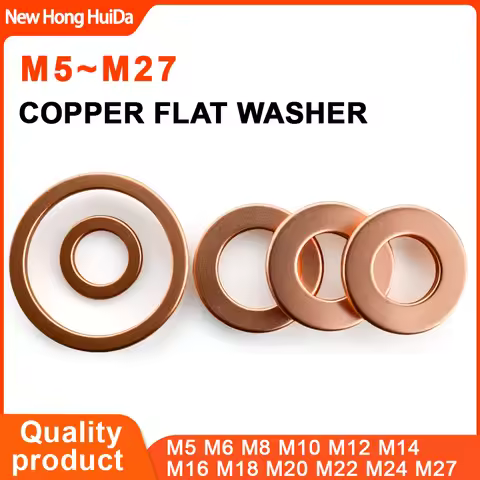 Flat Solid Pure Copper Washers Oil Sealing Gaskets M5M6M8M10M12M14M16M18M20M24 Motor Vehicle Sump Pl