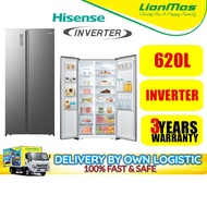 Hisense 620L Inverter Side by Side Refridgerator RS666N4ACNIV Fridge - peti sejuk
