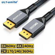 8K DisplayPort Cable 1.4, VESA Certified DP Cable 8K60Hz, 4K240Hz, 2K360Hz Display Port Cord for Gam