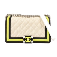 CHANEL 帆布Boy 25銀扣肩背袋