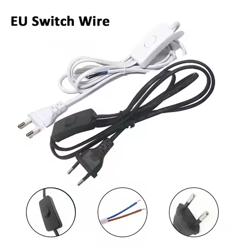 White/Black EU Plug Button 303 Switch Power Cord 2Pin Wire Desk Lamp Switch Cable AC 220V Extension