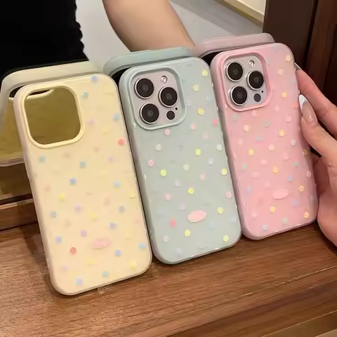 Cute Polka Dots Heart Bow Case For OPPO A6 A5 Pro Reno 14 13 12 11 Pro Plus 14F 13F 12F 11F A5 5G A3