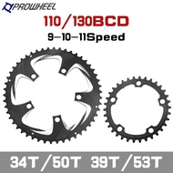 PROWHEEL 110BCD 130BCD Road Bicycle Chain Wheel Double Chain Wheel 34T/50T 39T/53T Chain Ring