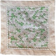 Vivienne WK0777L1 Doily, 9.8 x 9.8 inches (25 x 25 cm), Ivory & Green, Clover Garden Series, Lace, E