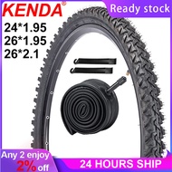 KENDA MTB Tire 24/26*1.95 26*2.1 Inch Mountain Bike Tyre Clincher Durable Bicycle Tyre Inner Tube Cy