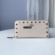 Chris精品代購 COACH 寇馳 58551 新款手風琴拉鍊錢包 鉚釘皮夾 長夾 手拿零錢包 原裝正品 美國代購