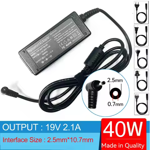 19V 2.1A 2.5mm*0.7mm Laptop AC Adapter Charger for ASUS EEE PC 1005HA-V 1015PE 1015PW 1101H 1201K 12