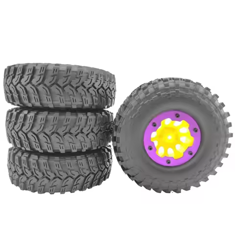4 PCS SCX10 AX10 Inflatable 114mm 1.9 Inch Pneumatic Beadlock Tire Wheel for 1/10 RC Crawler Truck W