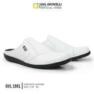 GEOVELLI - Sepatu Selop Pria Hitam Kulit Sandal Bustong Laki laki Sendal Tutong Casual Pansus Ori