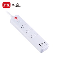 【PX大通】PEC-343P6W 4切3座6尺USB電源延長線-1.8M