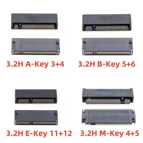 10PCS 3.2H M-Key B-Key Original New M.2 Connector 67P NGFF interface socket SSD socket H=3.2 E-Key A
