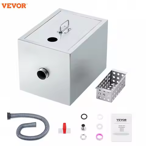 VEVOR Commercial Grease Trap Grease Interceptor Top Inlet Interceptor Under Sink Stainless Steel Gre