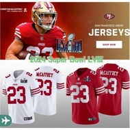 in stock Men's T-Shirt NFL San Francisco 49ers Jersey 23 Christian McCaffrey 2024 Super Bowl LVIII R
