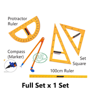 Mathematical Drawing Set / Teaching Ruler Full Set [100cm Ruler Compass Protractor/Protector Set Squ
