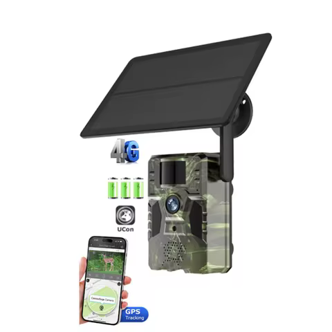 3MP 2K 4G Cellular Trail Camera Photo Traps with 7800mAh Solar Panel GPS Positioning UCon App Settin