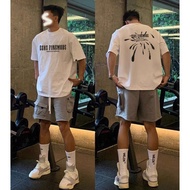 baju tshirt lelaki baju oversize lelaki T-shirt lengan pendek kapas berat jenama fesyen Amerika musi