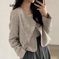 Lovito เสื้อโค้ทผู้หญิง กระดุมหน้า สีพื้น สไตล์ลำลอง LNE29369 (สีเทา)