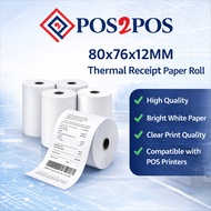 Thermal Receipt Paper Roll - 80x76x12MM