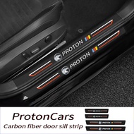 9Pcs/set Car Door Side Step Sill Strip For Proton X50 Persona Saga Exora Iriz Perdana X70 Carbon Fibre Leather Anti Scratch Protector Sticker